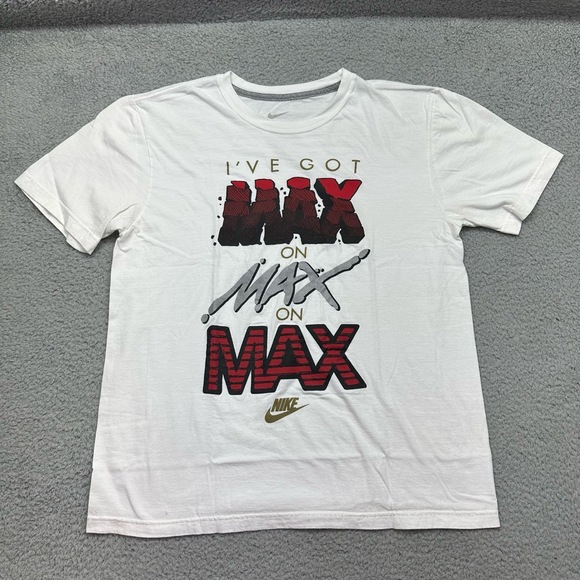 Nike Air Max on Max White Graphic Print Large Regular Fit 100% Cotton T-shirt - Picture 1 of 12